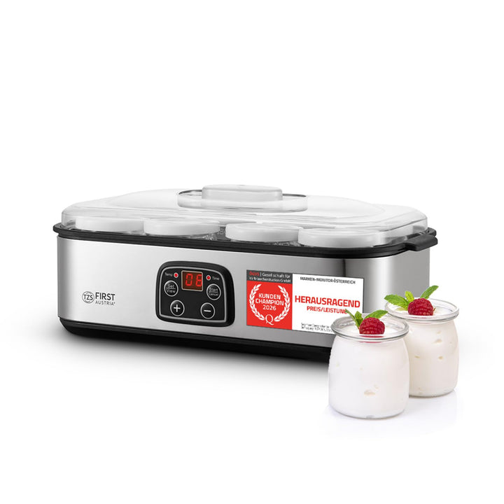 TZS First Austria elektischer Joghurtbereiter, Joghurt Maker, 30 W, 8 Gläser, 190 ml, LCD-Display, T