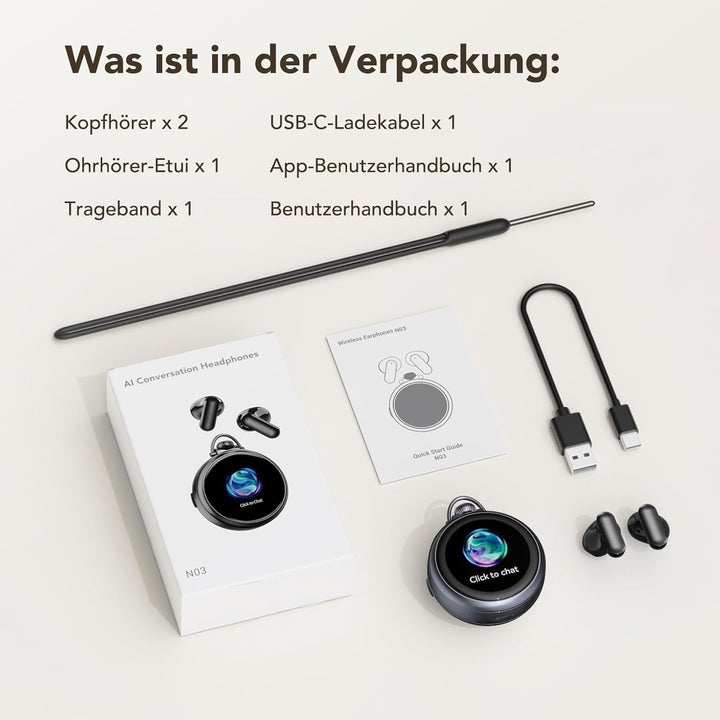 N03 Übersetzer Kopfhörer mit KI Chatbot, HiFi-Klang Übersetzungskopfhörer 134 Sprachen & 9 Modi - Bl