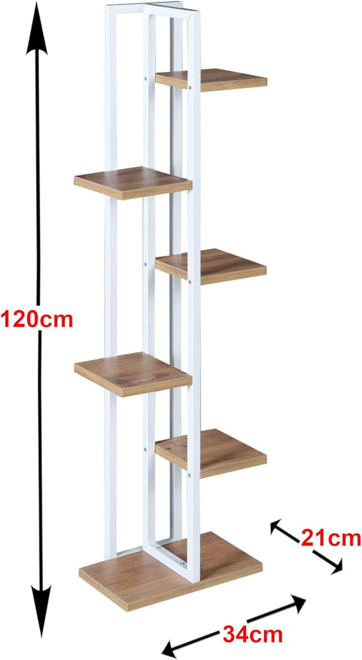 [en.casa] Blumenständer Tohmajärvi 6 Ebenen Blumenregal 120 x 34 x 21 cm Pflanzenständer Indoor Pfla
