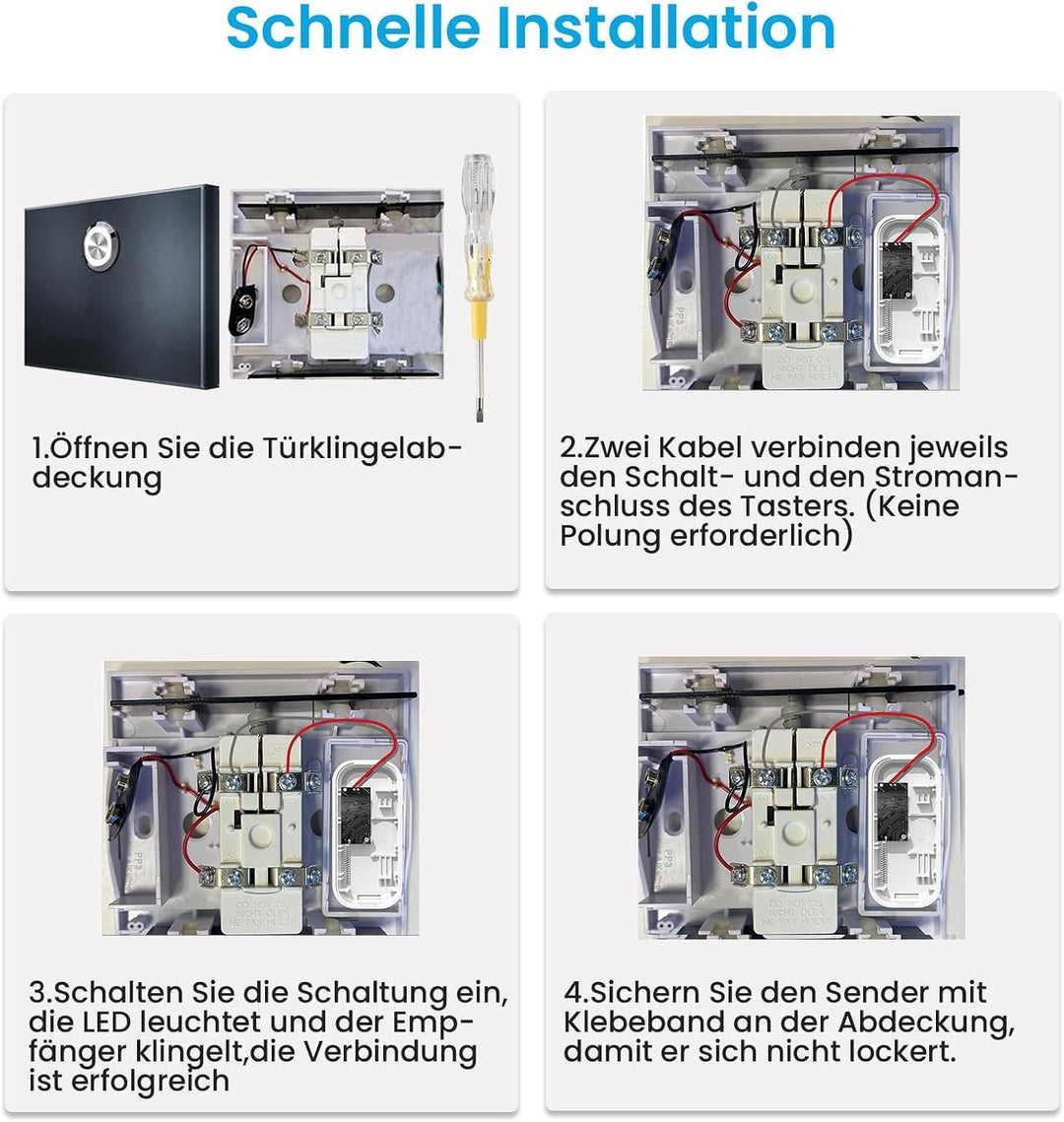 Funksignal Weiterleitung Batteriebetrieben, Funk Türklingel | Nur für Türklingelsysteme mit normaler