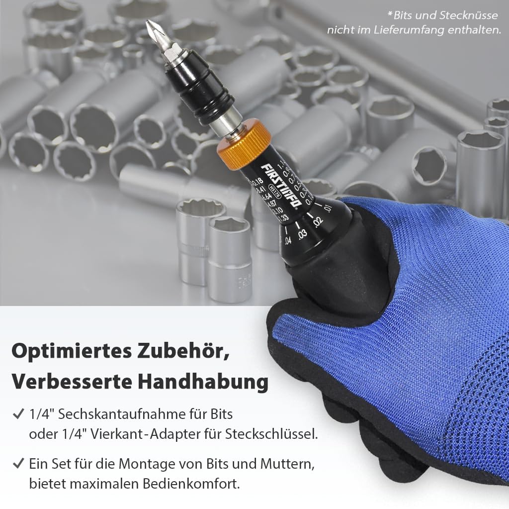 FIRSTINFO H5178 | 1/4 Zoll | 0.1-1.2 Nm, 1.33-10.18 in-lbs | Drehmomentschraubendreher | mit Rapidap
