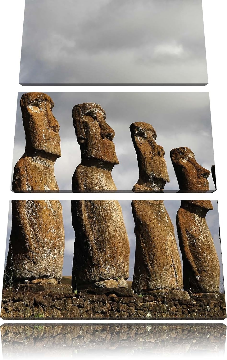 Pixxprint Moai Statuen auf den Osterinseln als Leinwandbild/Grösse: 3 Teilig (120x80) cm/Wandbild/Ku