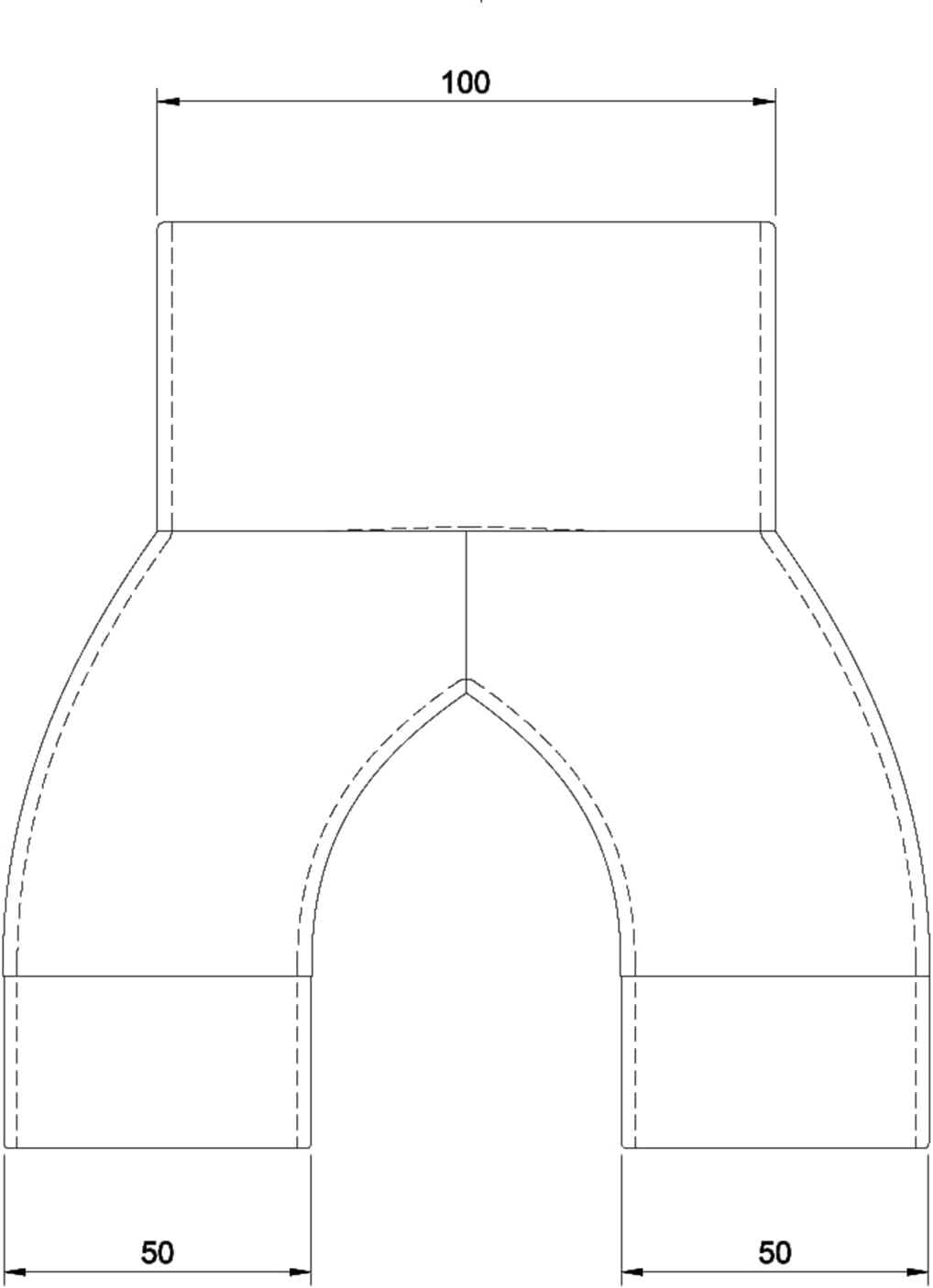 DRUCKKRAFT 2-Wege Abzweig Rohr DN100 - DN50 | Abzweigstück | Y-Verteiler | Absauganlage | Rohrverbin