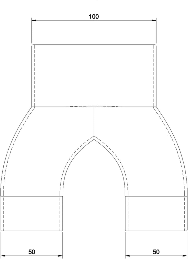 DRUCKKRAFT 2-Wege Abzweig Rohr DN100 - DN50 | Abzweigstück | Y-Verteiler | Absauganlage | Rohrverbin