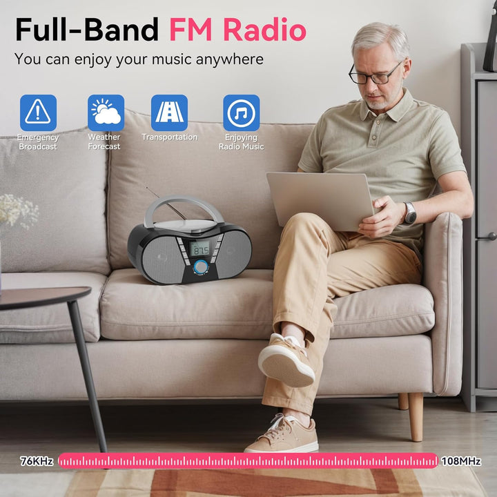 Gueray CD Player Kinder Radio mit CD Player Tragbar Boombox mit Display CD Player Bluetooth mit Laut