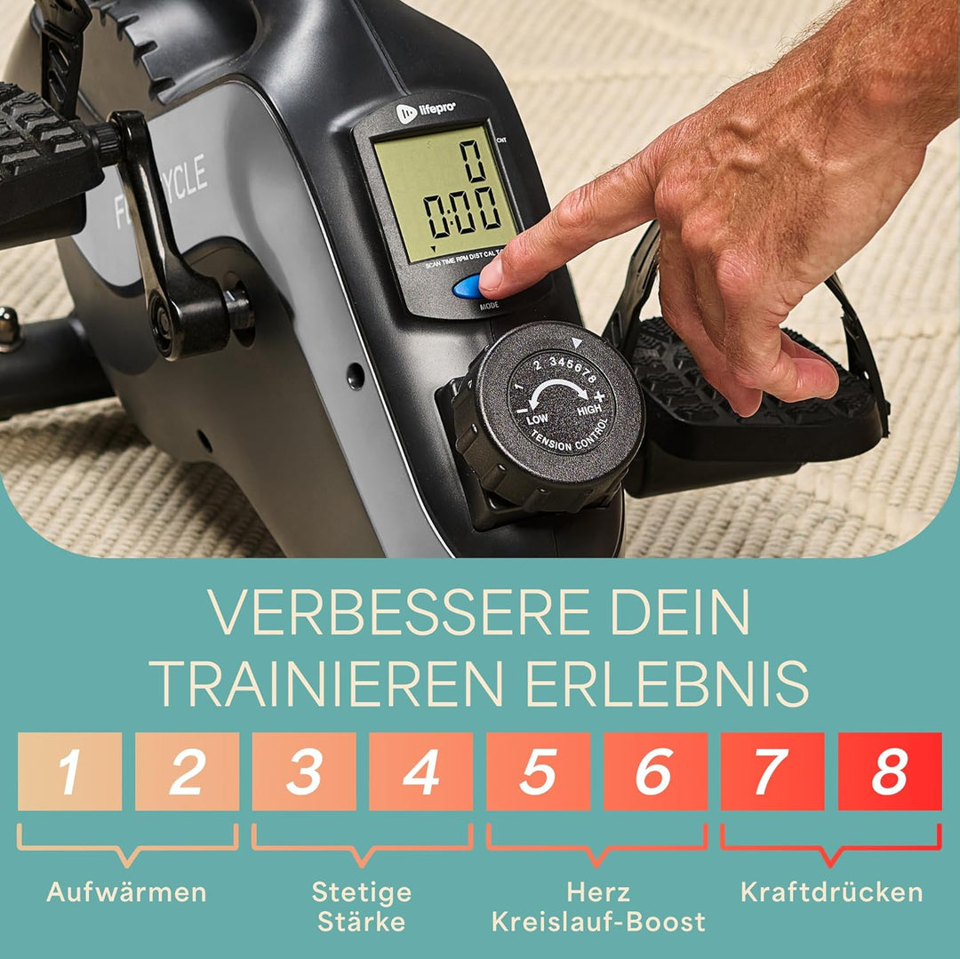 Lifepro 3-in-1-Fahrrad-Pedaltrainer unter dem Schreibtisch mit Widerstandsbändern – Arm-, Fuss- und