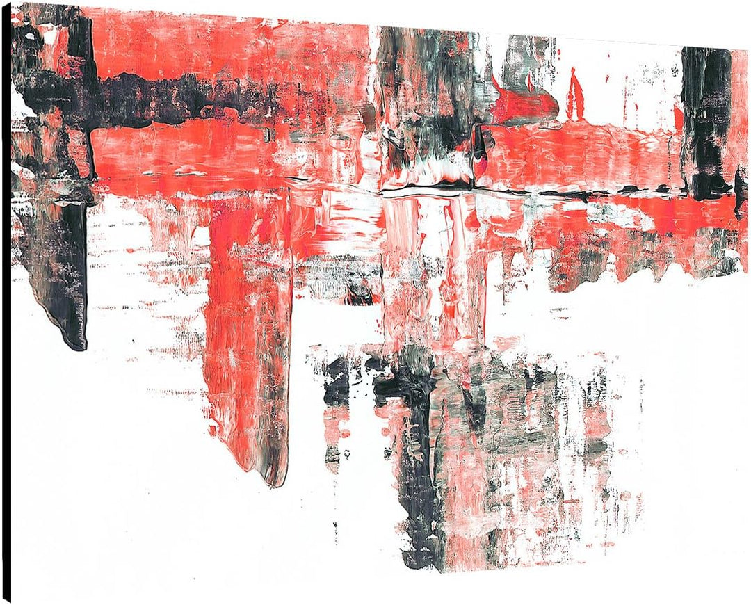 Paul Sinus Art 60x80cm Abstrakt002_Leinwandbild rot weiss schwarz Abstrakte Kunst Kunstdruck auf Lei
