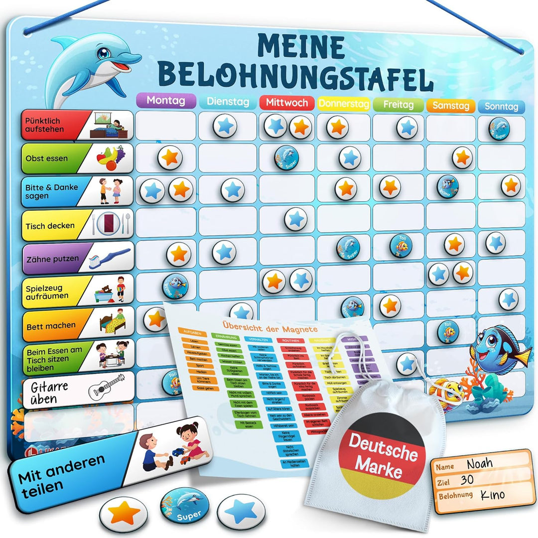 LIKARTO Belohnungstafel Kinder – [DAS ORIGINAL] – Montessori Aufgabenplaner & Magnettafel – individu