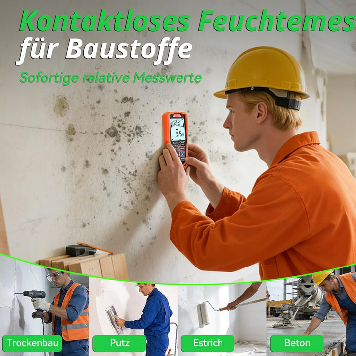 RDINSCOS Feuchtigkeitsmessgerät Wand Feuchtigkeitsprüfer Mauerwerk Feuchtigkeitsmesser Wand Pinless-