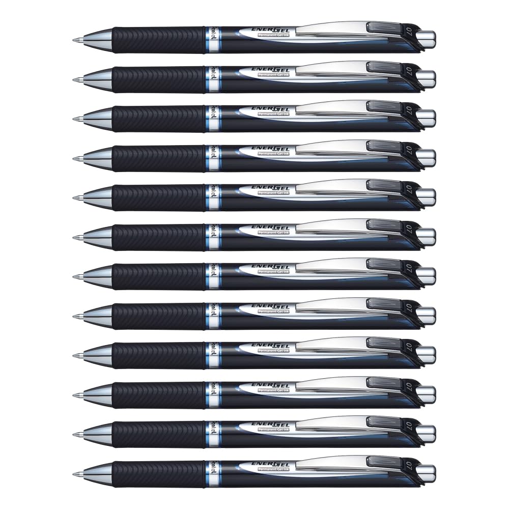 Pentel BLP77-CX EnerGel Xm Dokument mit Druckmechanik Wasserfeste, 12 Stück, blau 12 blau, 12 blau