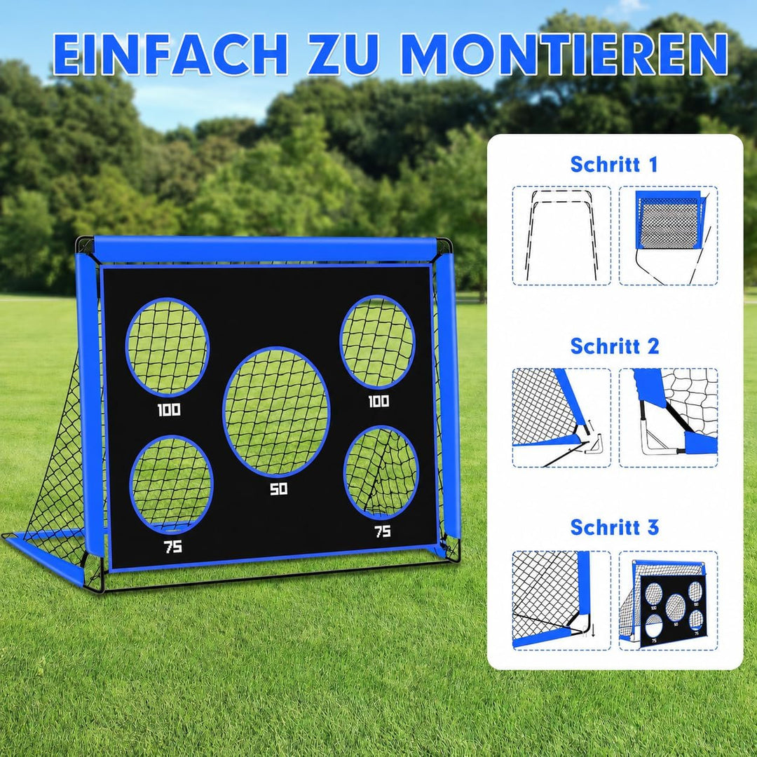 2-in-1 Fussballtor für Kinder | Faltbares Soccer Tor mit 5 Zielscheiben & Tragetasche | Robuster Out