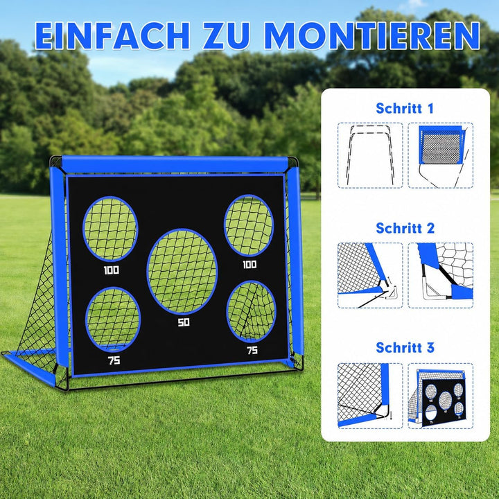 2-in-1 Fussballtor für Kinder | Faltbares Soccer Tor mit 5 Zielscheiben & Tragetasche | Robuster Out