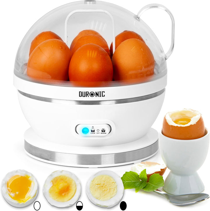 Duronic EB27 WE Eierkocher, Eierkocher für 7 Eier, 400 Watt Eierkocher, Härtegrad von weich bis hart