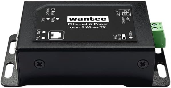 Wantec 2wIP 2-Draht Ethernet Adapter mit PoE - Schraubklemmen - Client | Kameraseite | Empfänger - 1