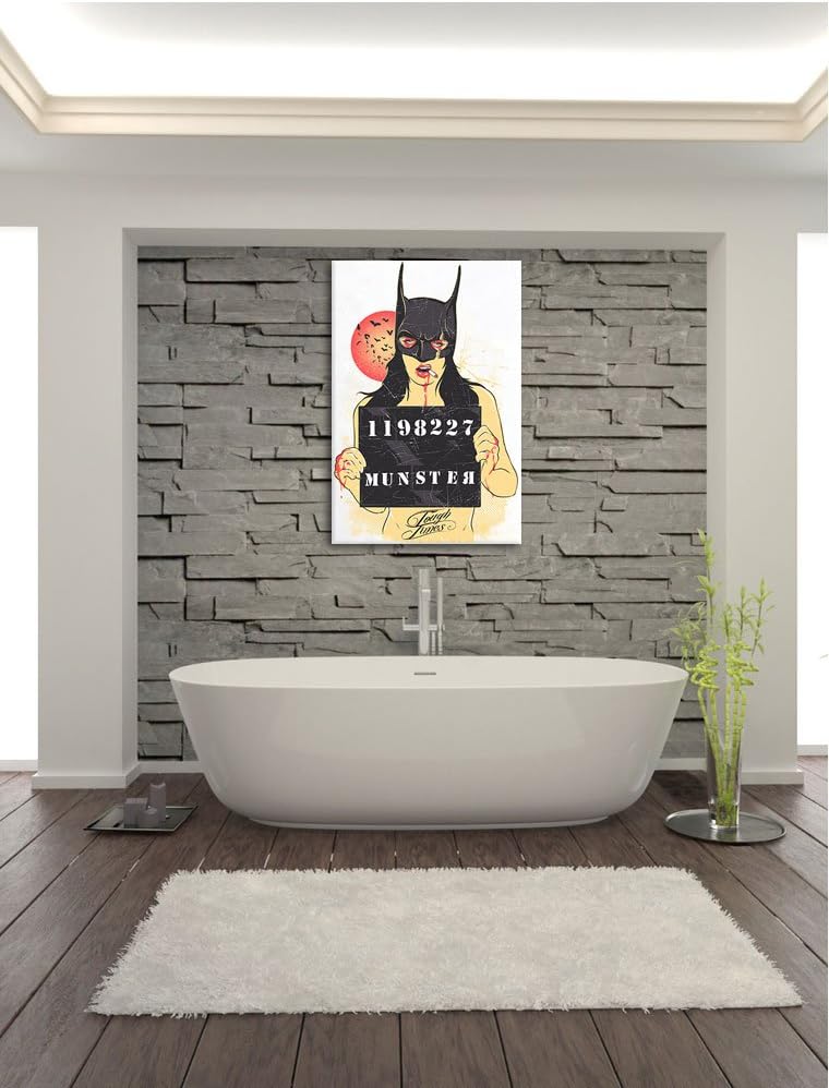 Pixxprint Munster White Bild auf Leinwand, XXL riesige Bilder fertig gerahmt mit Keilrahmen, Kunstdr