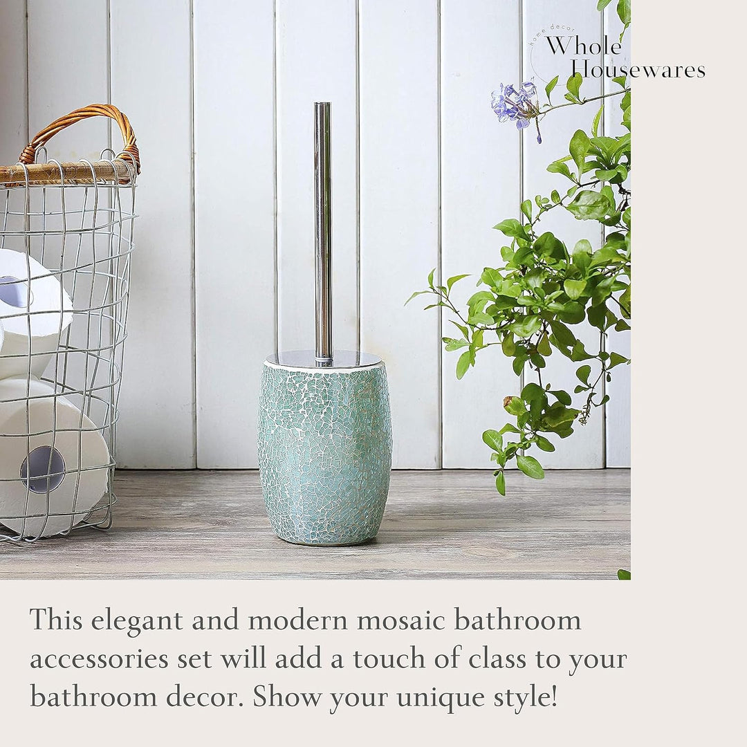 WHOLE HOUSEWARES Badezimmerzubehör Toilettenbürsten-Set – Toilettenbürste und Halter (Blaugrün), Bla