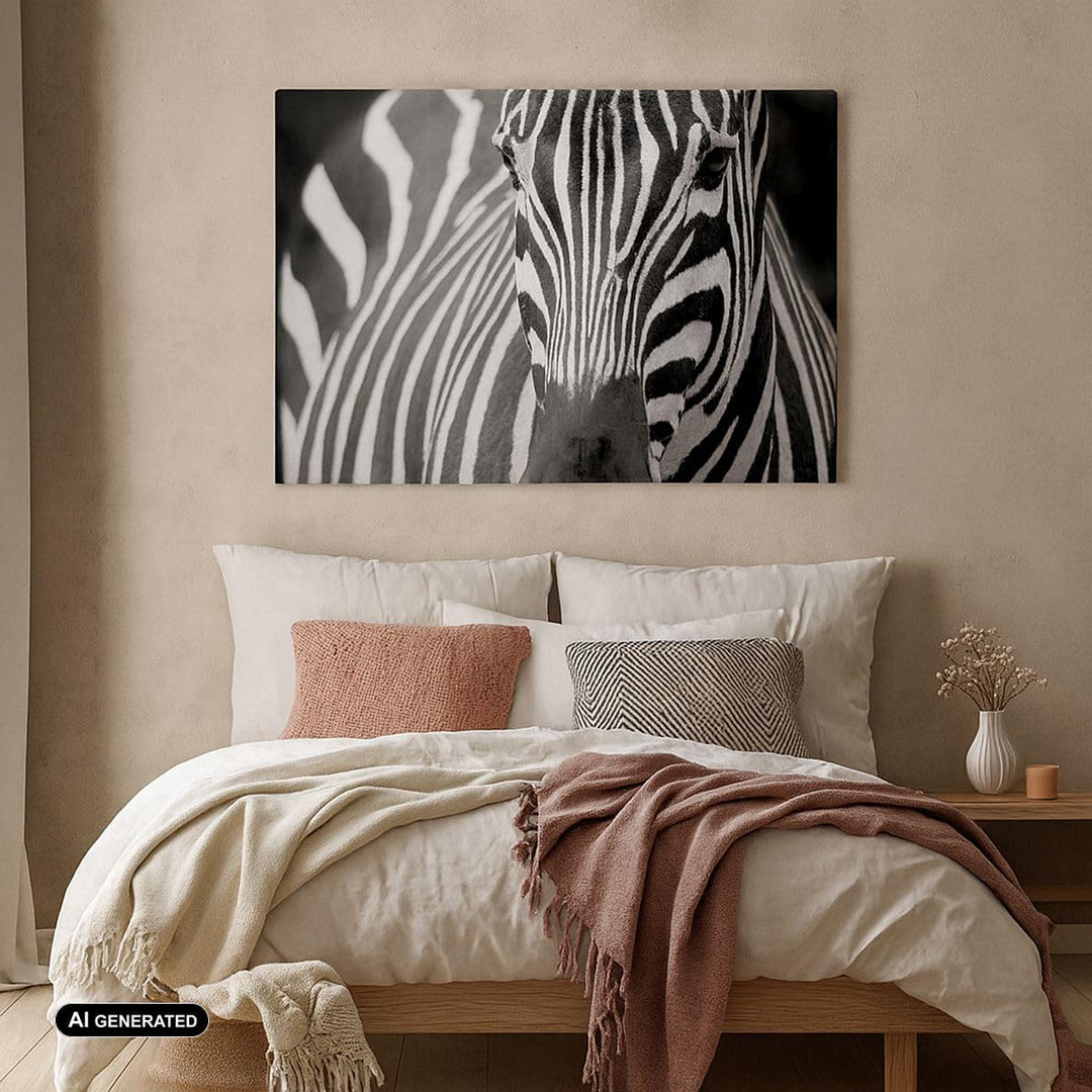 ARTTOR Bilder auf Leinwand 100x70cm Leinwandbild Tiere Zebra gestreift Gross Wanddeko Bild Schlafzim