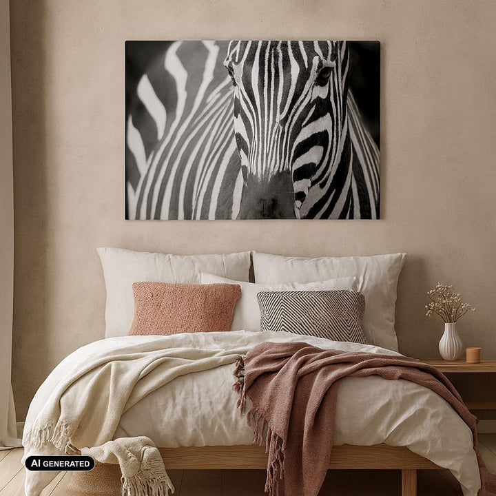 ARTTOR Bilder auf Leinwand 100x70cm Leinwandbild Tiere Zebra gestreift Gross Wanddeko Bild Schlafzim