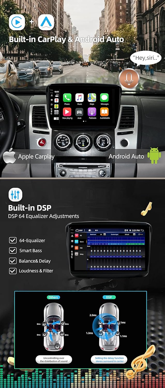JOYX - 6G+128G - Android 15 IPS Autoradio Passt für Mitsubishi Pajero Sport 2 L200 (2008-2016) - Kab