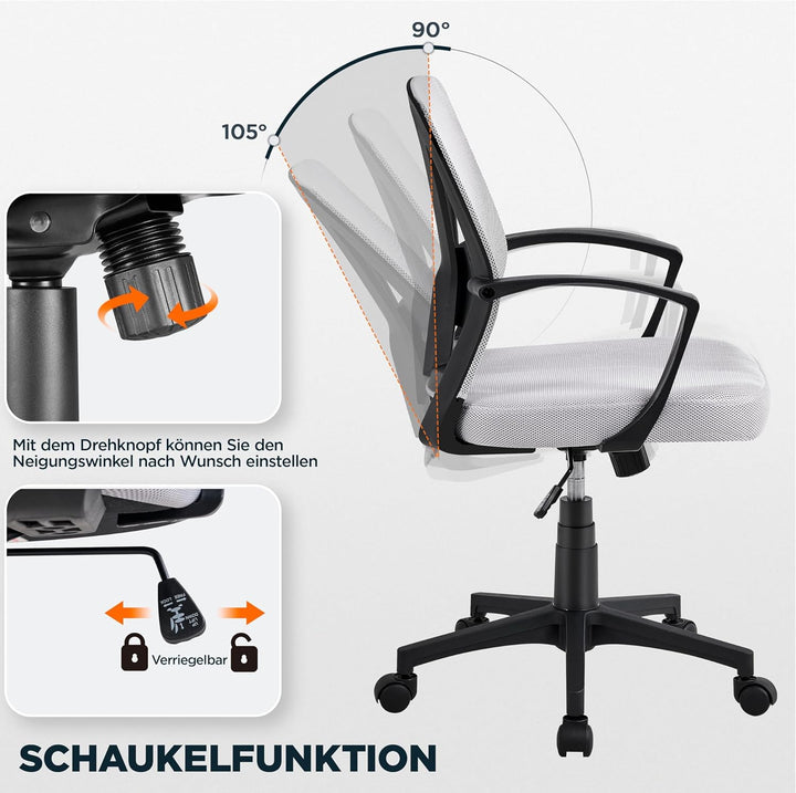 Yaheetech Bürostuhl, Schreibtischstuhl, Drehstuhl mit Netzrückenlehne, Computerstuhl Ergonomischer D