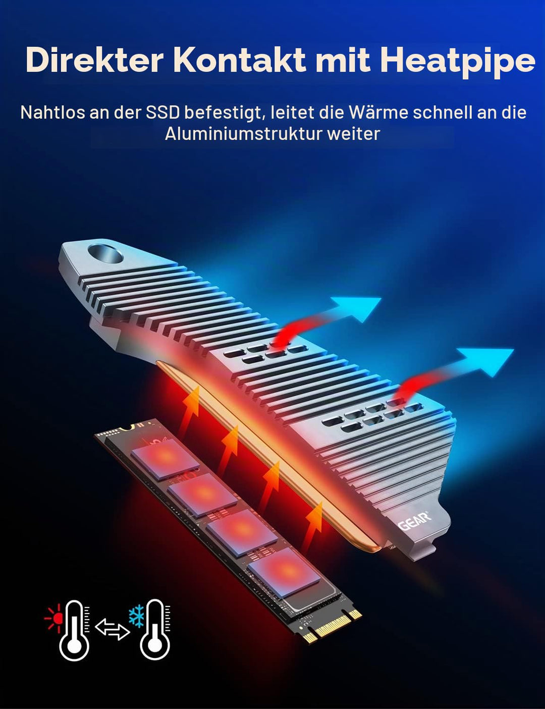 GRAUGEAR M.2 SSD PS5 Konsole Heatpipe Heatsink [PS5 SSD Kühler] NVMe SSD M.2 Kühlkörper für PS5 I kü