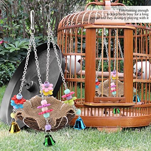 Rattan Vogelspielzeug Vögel Nest Papageien Klettern Kauen Spielzeug mit bunt Stangen Hängen Stroh un