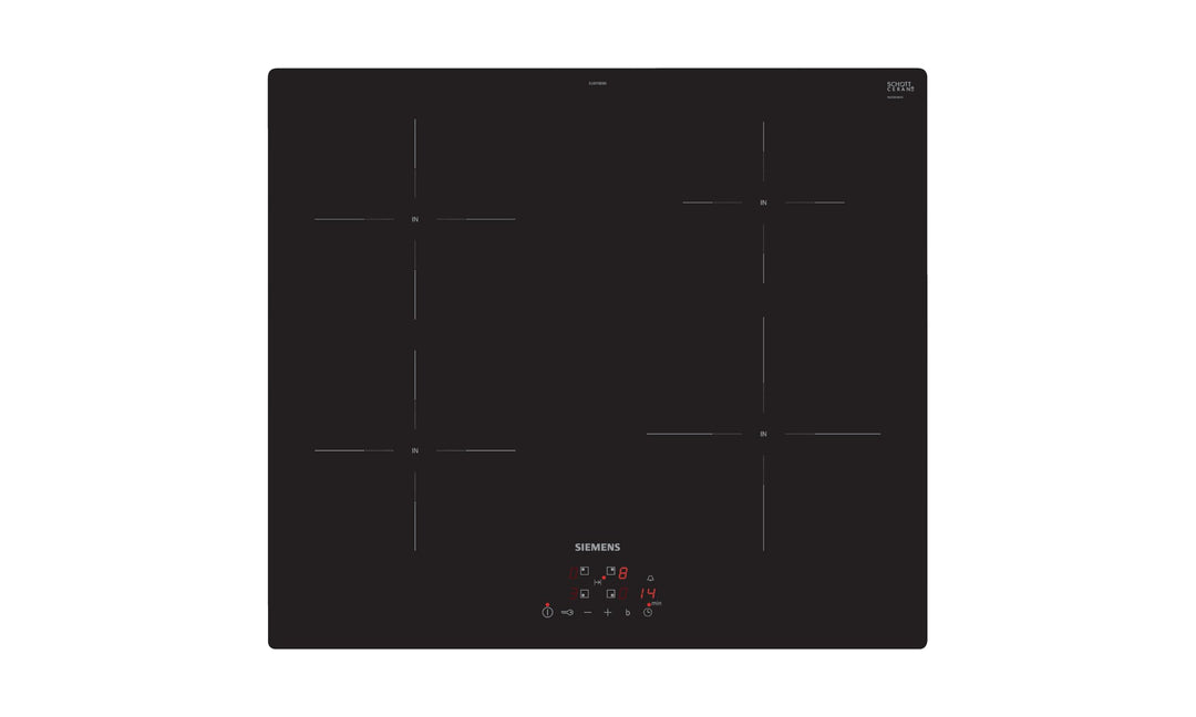 Siemens EU611BEB6E iQ100, Induktionskochfeld, 60 cm, Schwarz, Rahmenlos aufliegend, TouchControl, po