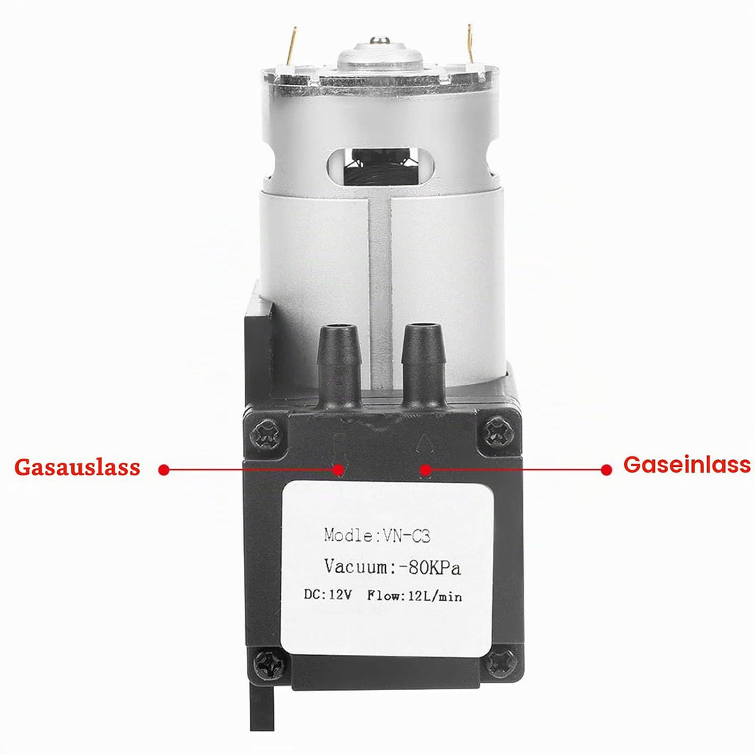 Ölfreie Pumpe, DC 12V Wasserpumpe 12L / Min 12W Mini-Ölfreie Vakuumpumpe -80KPa Geräuscharme kleine