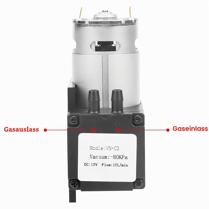 Ölfreie Pumpe, DC 12V Wasserpumpe 12L / Min 12W Mini-Ölfreie Vakuumpumpe -80KPa Geräuscharme kleine