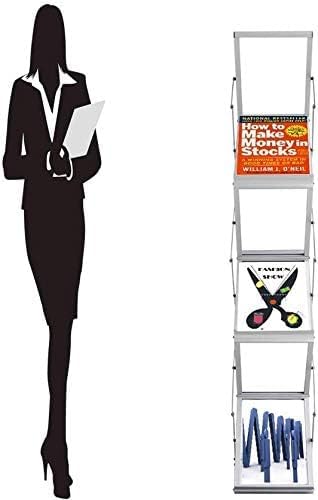 Faltbarer Prospektständer A4 Aluminium - Zeitschriftenständer, Literatur- &amp; Kataloghalter mit 6 Tasc