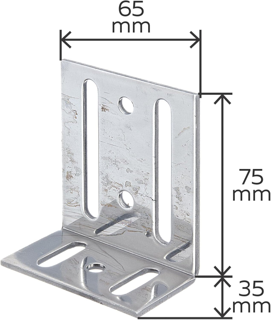 Alberts 851835 Verstellwinkel | mit Langloch | Edelstahl | 35 x 75 x 65 mm | 10er Set, Edelstahl