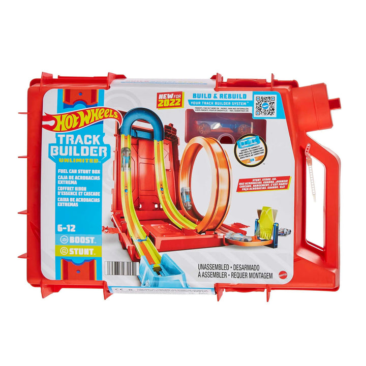 Hot Wheels Autorennbahn Benzinkanister, Stunt-und Rennaction für Spielzeugautos, mit Looping Track,