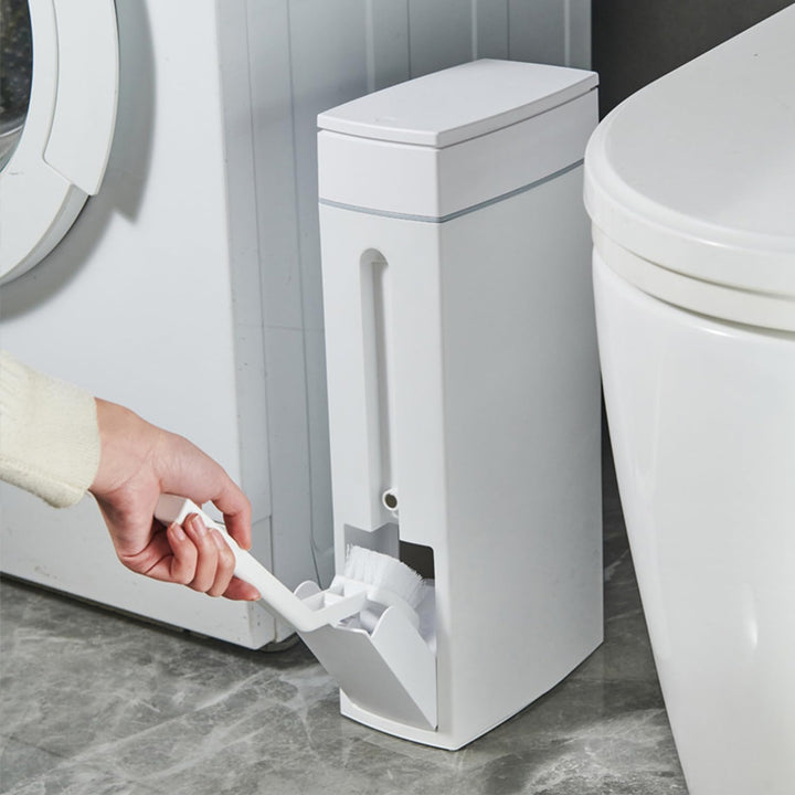 4.5L Mülleimer Bad Mit Deckel - Pop-Up Plastikmüll Mit Toilettenbürste - Geruchsdicht für Badezimmer