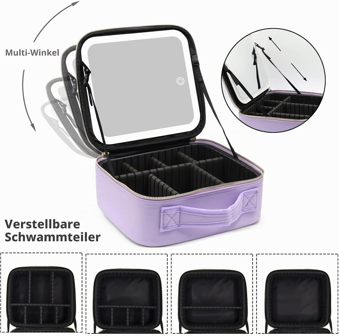 Reise-Makeup-Tasche Kosmetiktasche Make up Organizer Tasche mit grossen beleuchteten Spiegel 3 Farbe