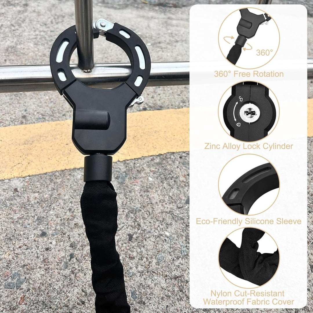 E Scooter Schloss 8mm, Handschellenschloss mit Schlüssel und Wasserdichter Tasche, Schloss für E Sco