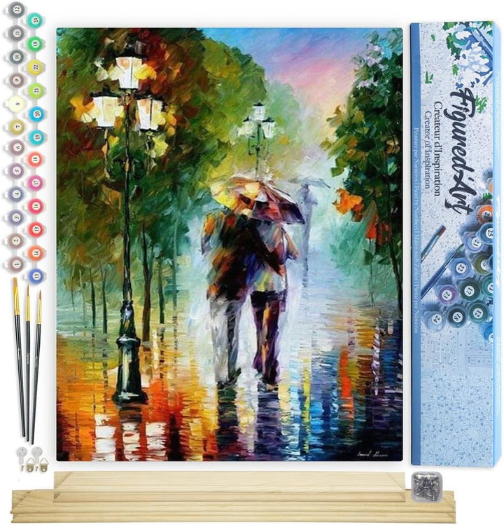 Figured'Art Malen Nach Zahlen Erwachsene Mit Rahmen Romantischer Regen - Paint by Numbers Basteln DI