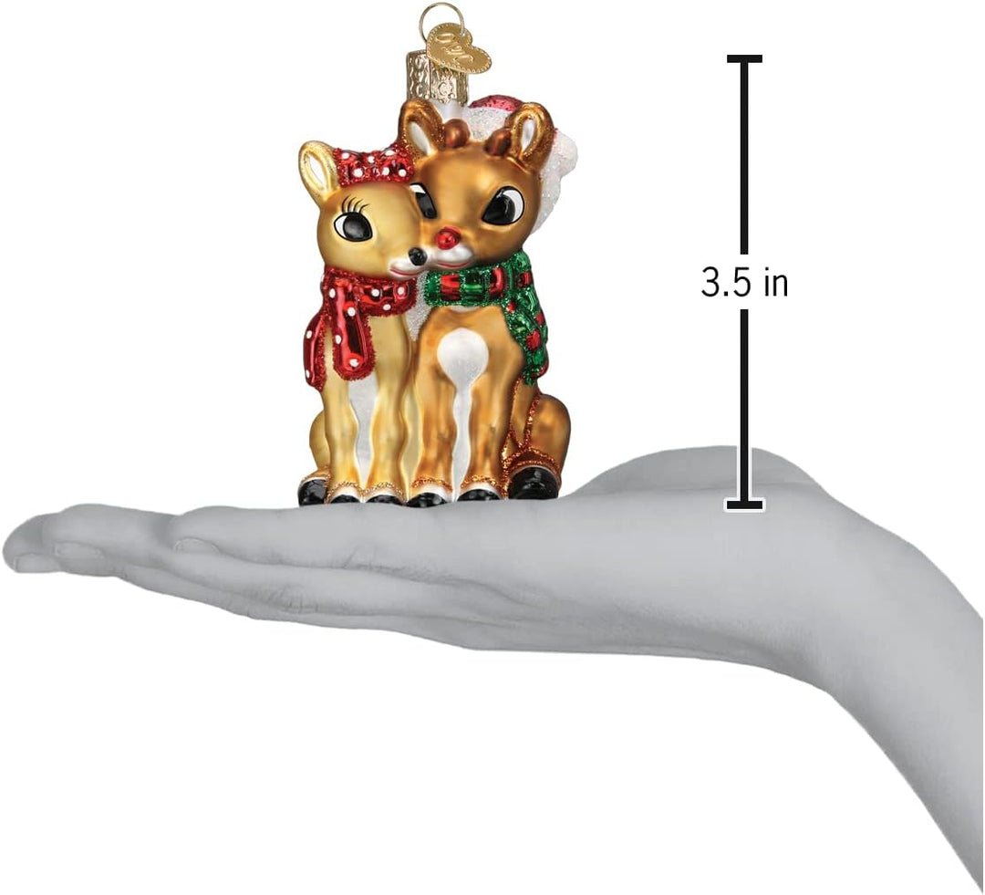 Old World Christmas Rudolph and Clarice Glasfigur für Weihnachtsbaum Klassisch, Klassisch