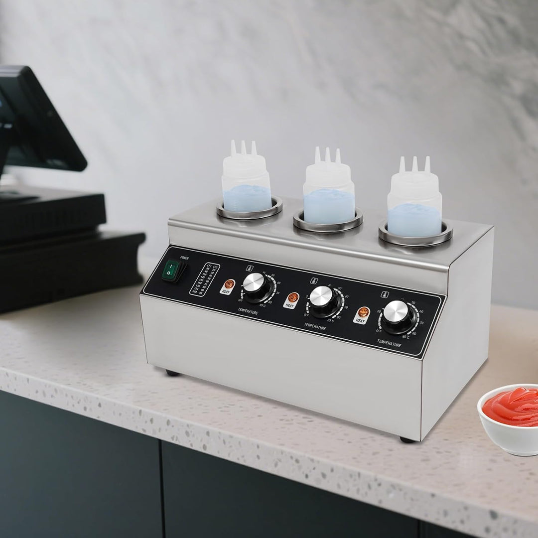 Elektrischer Sossenwärmer Kommerziell, DREI-Flaschen-Käsedispenser für Gastronomie, Saucenstation mi