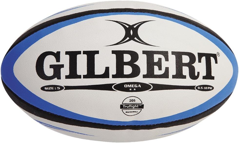 Gilbert Omega Match Rugbyball für Herren 5 Blau, Weiss, 5 Blau, Weiss
