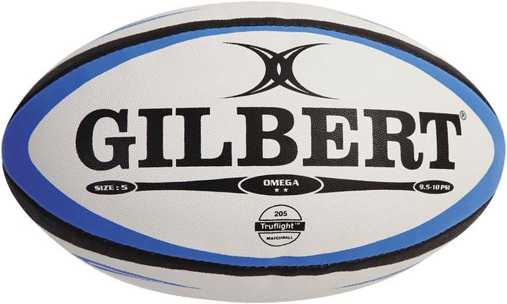 Gilbert Omega Match Rugbyball für Herren 5 Blau, Weiss, 5 Blau, Weiss