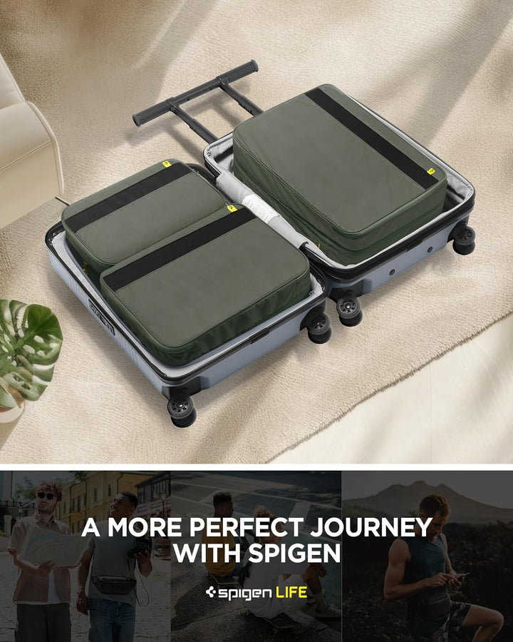 Spigen Life Packing Cube Packwürfel Koffer Organizer Set Packtaschen mit Kompression und Reissversch