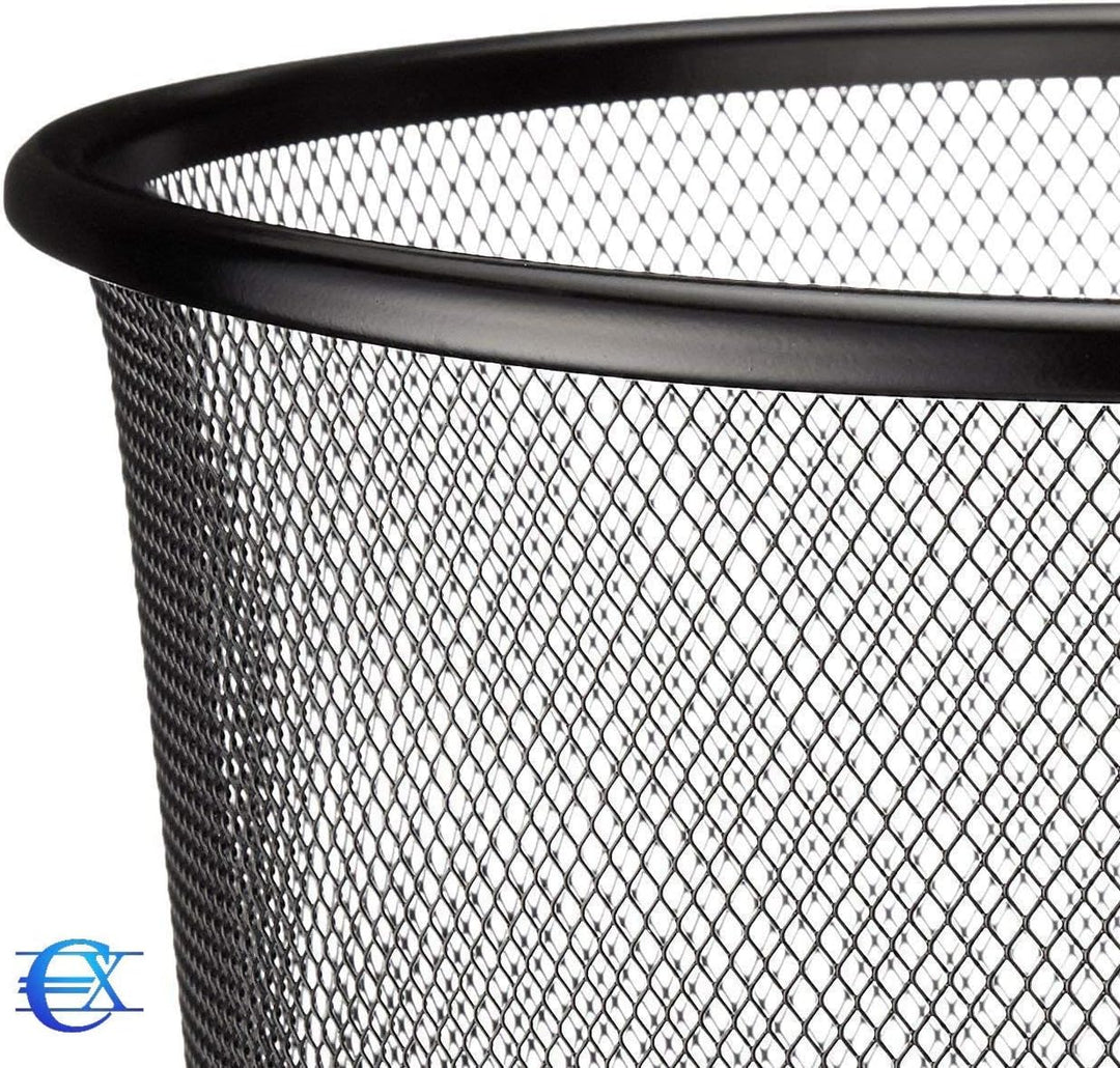 EUROXANTY Papierkorb | Mülleimer büro | Muelleimer rund | Abfalleimer | Schwarz | Metallgitter | 10