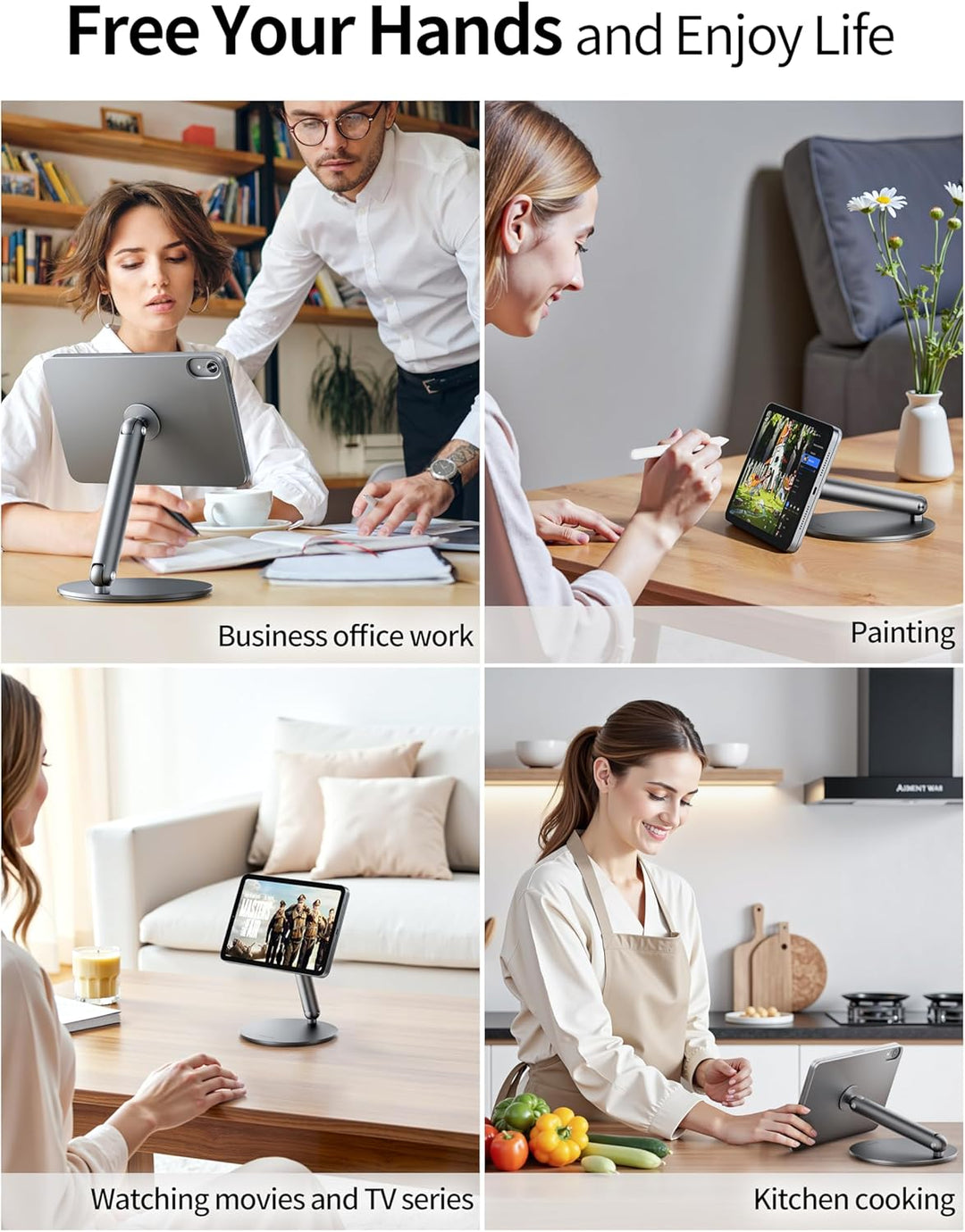 LULULOOK Magnetisch iPad mini 7 Ständer mit 360° Drehbar Basis, Aluminium Faltbar Mini 6 Halterung T