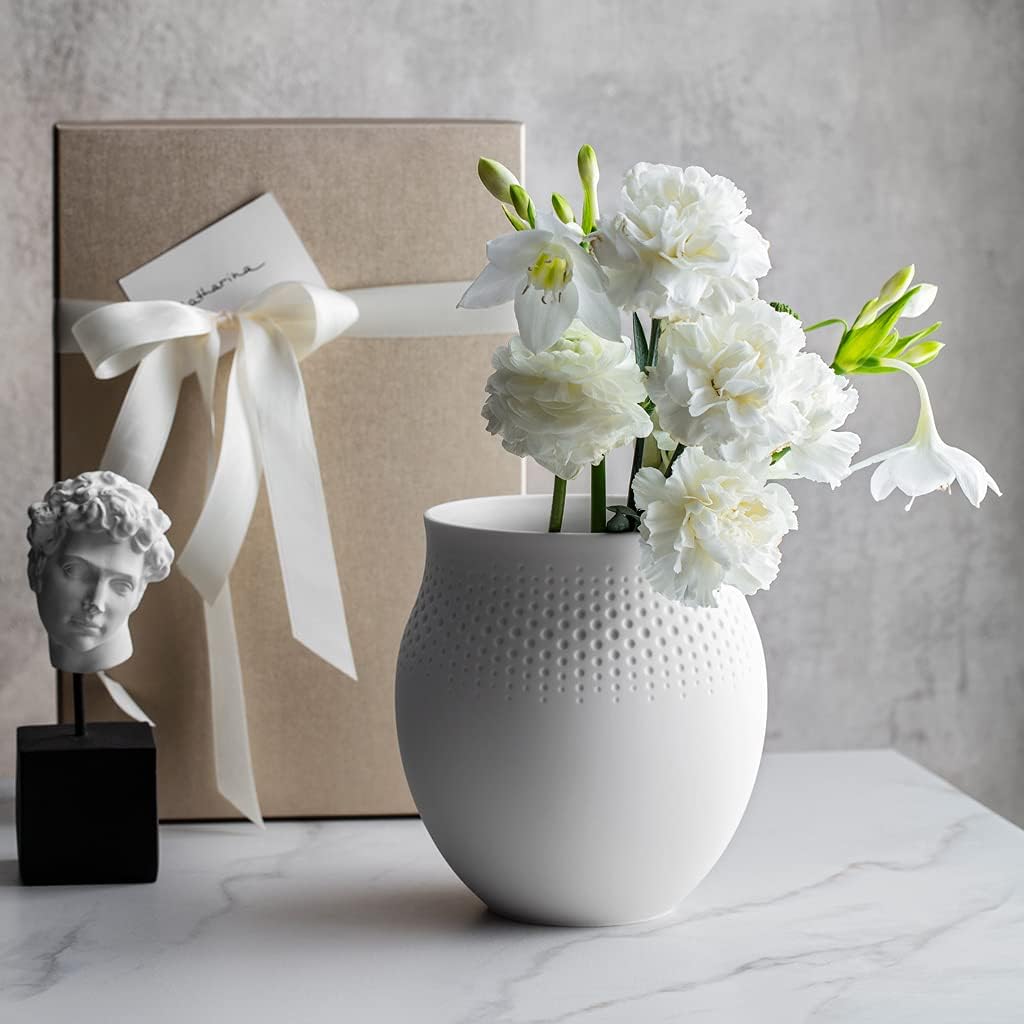 Villeroy und Boch Collier Blanc Vase Perle No. 1, 16,5 x 16,5 x 17,5 cm, Premium Porzellan, Weiss Pe