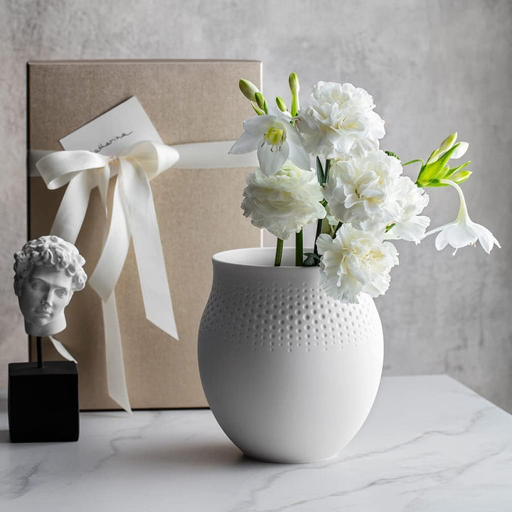 Villeroy und Boch Collier Blanc Vase Perle No. 1, 16,5 x 16,5 x 17,5 cm, Premium Porzellan, Weiss Pe