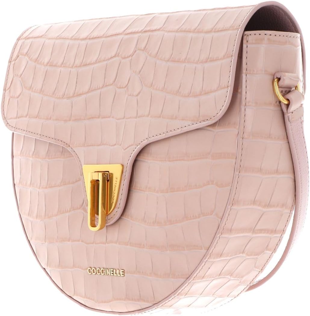 Coccinelle Leder Umhängetasche Schultertasche Beat Croco Shiny Soft Crossover Bag New Pink, New Pink