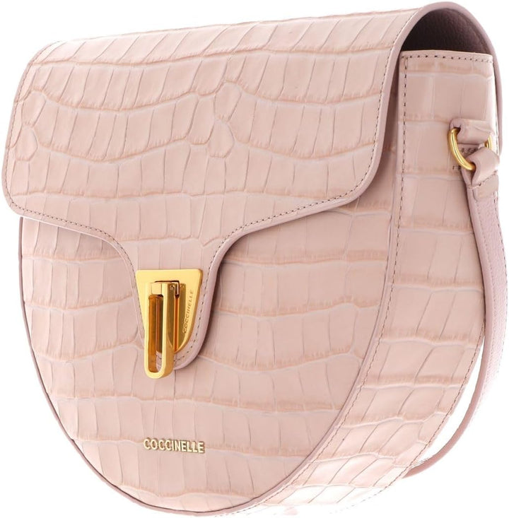 Coccinelle Leder Umhängetasche Schultertasche Beat Croco Shiny Soft Crossover Bag New Pink, New Pink