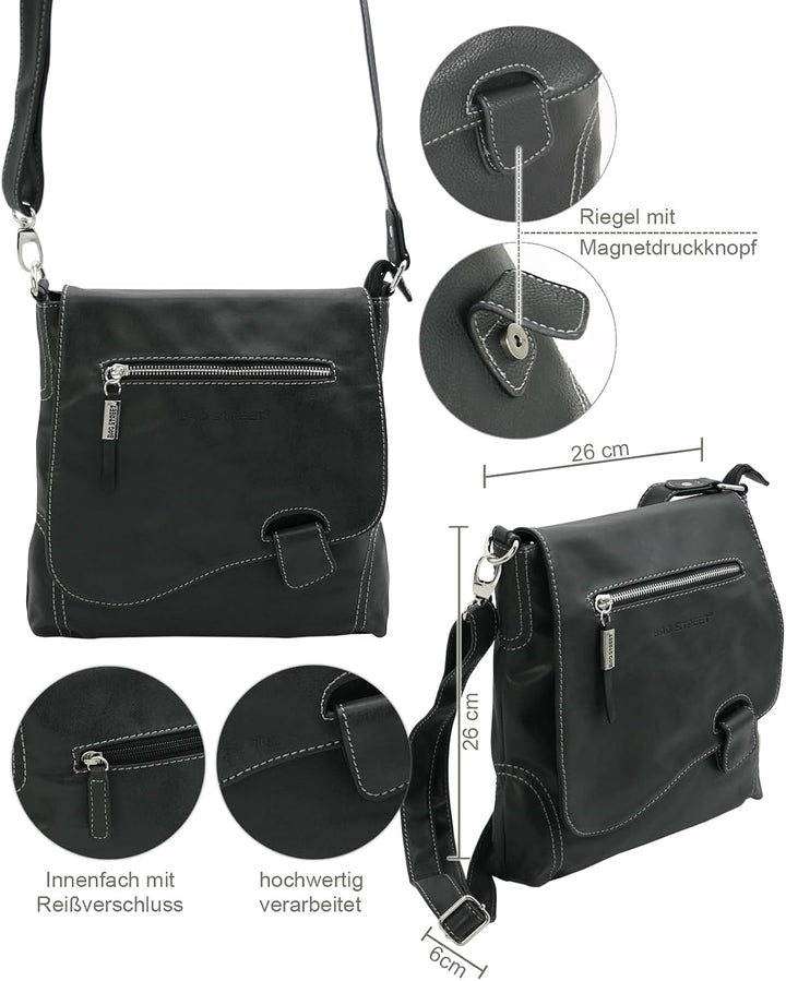 BAG STREET - Damen Handtasche mit Riegel-Magnetverschluss und Reissverschluss - 4 Liter Volumen - Um
