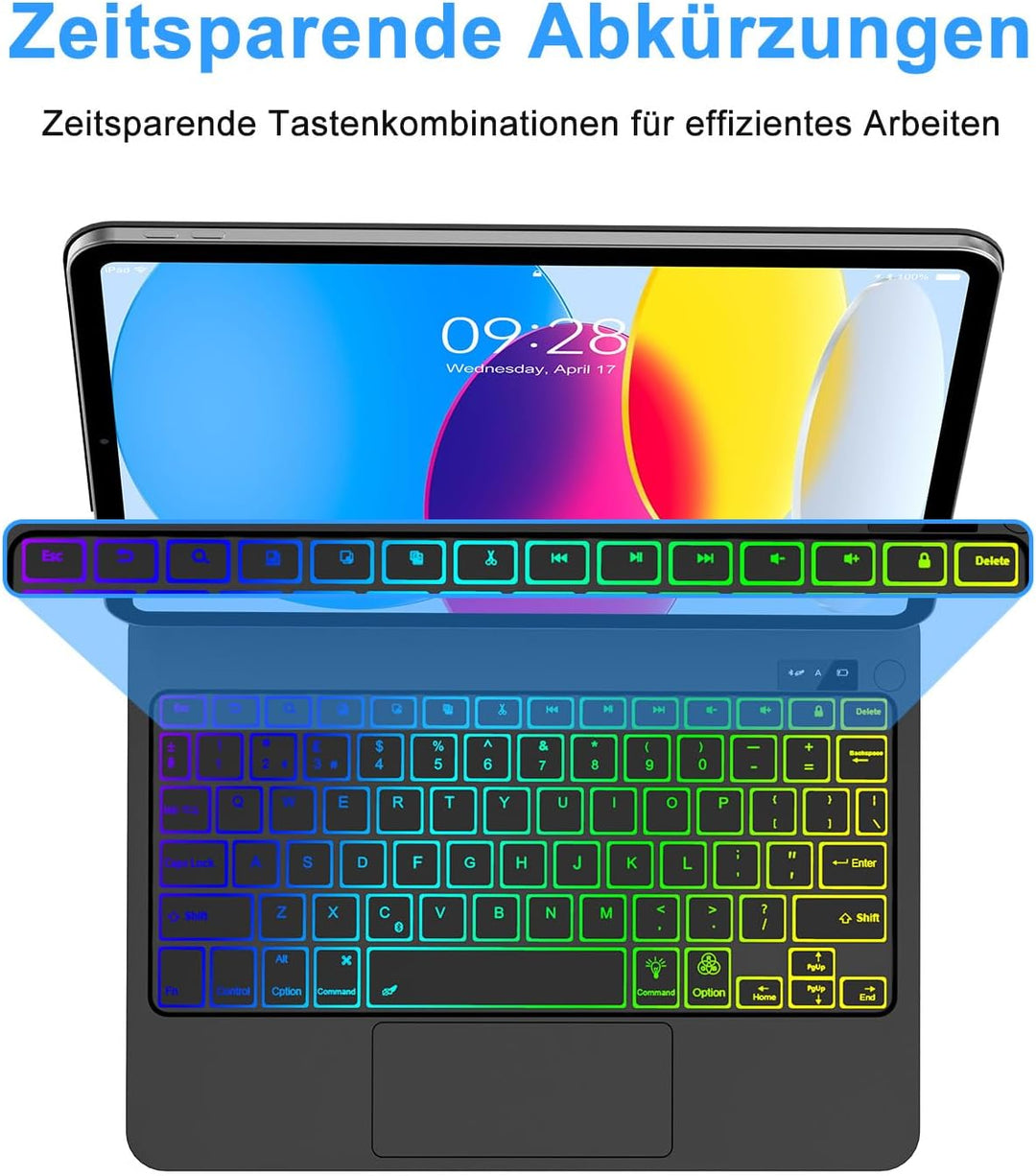 JADEMALL Magic Keyboard Hülle für iPad 11 Generation 2025 A16 11 Zoll,10 Generation 10,9 Zoll - Deut