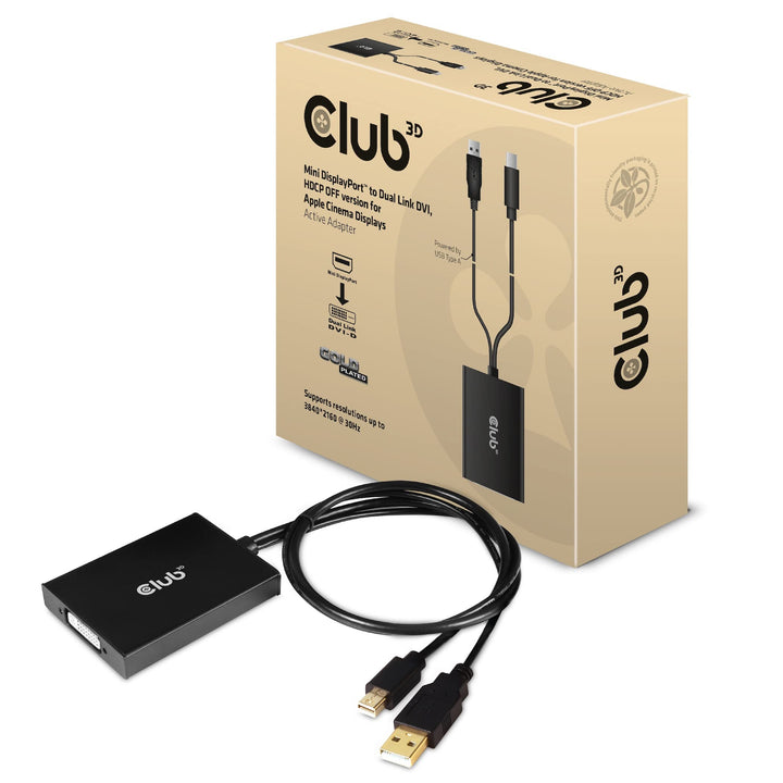 Club 3D Mini DP auf Dual Link DVI aktiver Adapter, HDCP Off Version für Apple Cinema Displays 799502